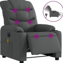 Sale vidaXL Elektrisk massagefåtölj tyg Mörkgrå