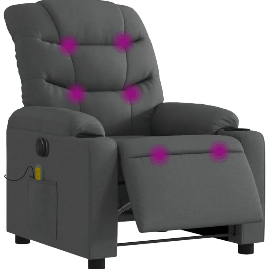 Sale vidaXL Elektrisk massagefåtölj tyg Mörkgrå