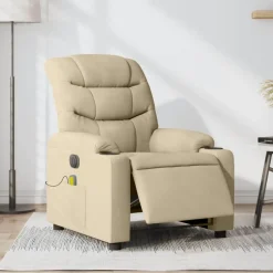 vidaXL Elektrisk massagefåtölj gräddvit tyg