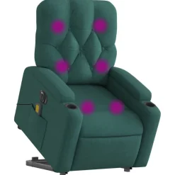 Hot vidaXL Elektrisk massagefåtölj med uppresningshjälp tyg Mörkgrön