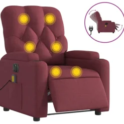 vidaXL Elektrisk massagefåtölj vinröd tyg