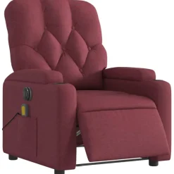 vidaXL Elektrisk massagefåtölj vinröd tyg