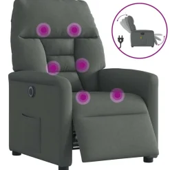 vidaXL Elektrisk massagefåtölj tyg Mörkgrå