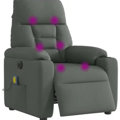 vidaXL Elektrisk massagefåtölj tyg Mörkgrå