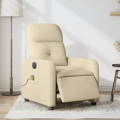 vidaXL Elektrisk massagefåtölj gräddvit tyg Kräm