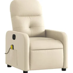 vidaXL Elektrisk massagefåtölj gräddvit tyg Kräm