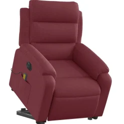 vidaXL Elektrisk massagefåtölj med uppresningshjälp tyg Vinröd