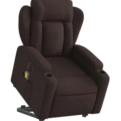 vidaXL Elektrisk massagefåtölj med uppresningshjälp tyg Mörkbrun
