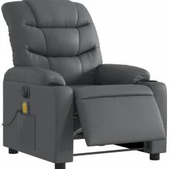 vidaXL Elektrisk massagefåtölj grå konstläder
