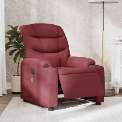 vidaXL Elektrisk massagefåtölj vinröd tyg