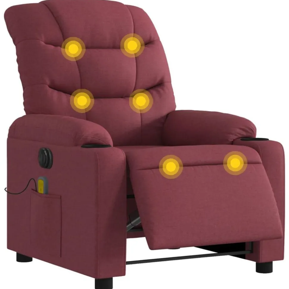 vidaXL Elektrisk massagefåtölj vinröd tyg