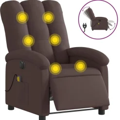 vidaXL Elektrisk massagefåtölj tyg Mörkbrun
