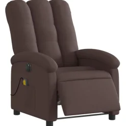 vidaXL Elektrisk massagefåtölj tyg Mörkbrun