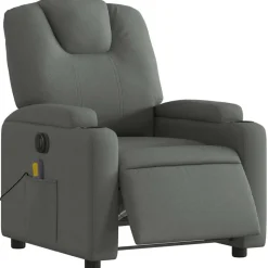 vidaXL Elektrisk massagefåtölj mörkgrå tyg