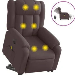 Sale vidaXL Elektrisk massagefåtölj med uppresningshjälp tyg Mörkbrun