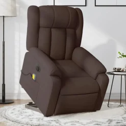 Sale vidaXL Elektrisk massagefåtölj med uppresningshjälp tyg Mörkbrun