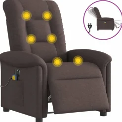 vidaXL Elektrisk massagefåtölj mörkbrun tyg