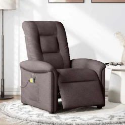 vidaXL Elektrisk massagefåtölj mörkbrun tyg