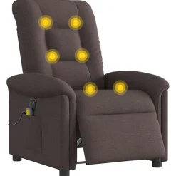 vidaXL Elektrisk massagefåtölj mörkbrun tyg
