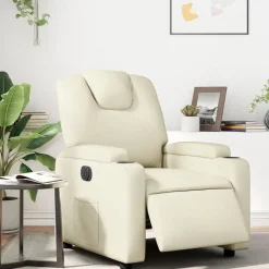 vidaXL Elektrisk reclinerfåtölj gräddvit konstläder