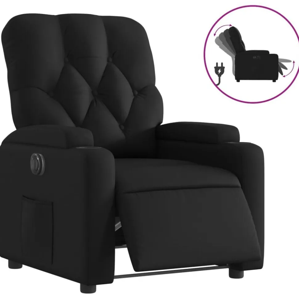 vidaXL Elektrisk reclinerfåtölj svart konstläder