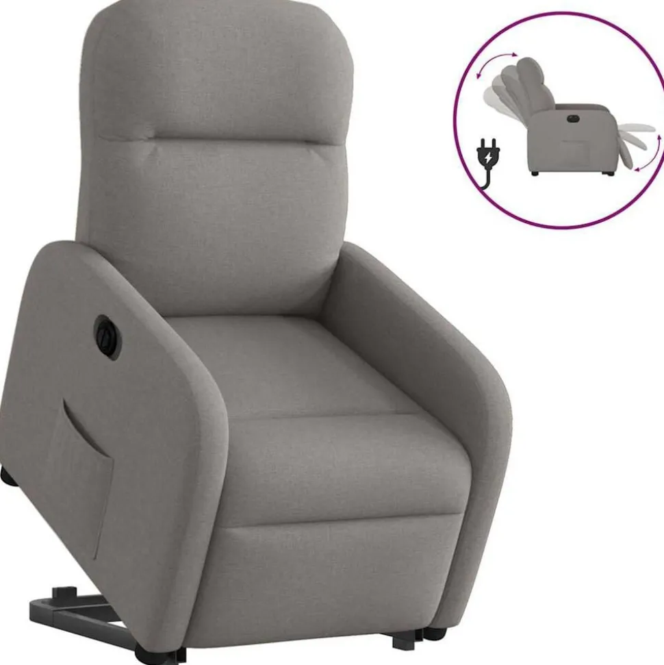 vidaXL Elektrisk reclinerfåtölj med uppresningshjälp taupe tyg