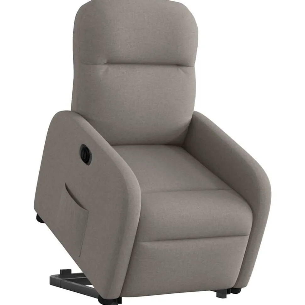 vidaXL Elektrisk reclinerfåtölj med uppresningshjälp taupe tyg