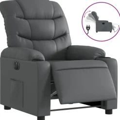 New vidaXL Elektrisk reclinerfåtölj konstläder Grå