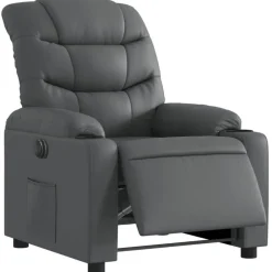 New vidaXL Elektrisk reclinerfåtölj konstläder Grå