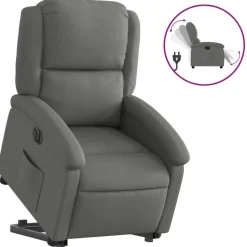 vidaXL Elektrisk reclinerfåtölj med uppresningshjälp mörkgrå tyg