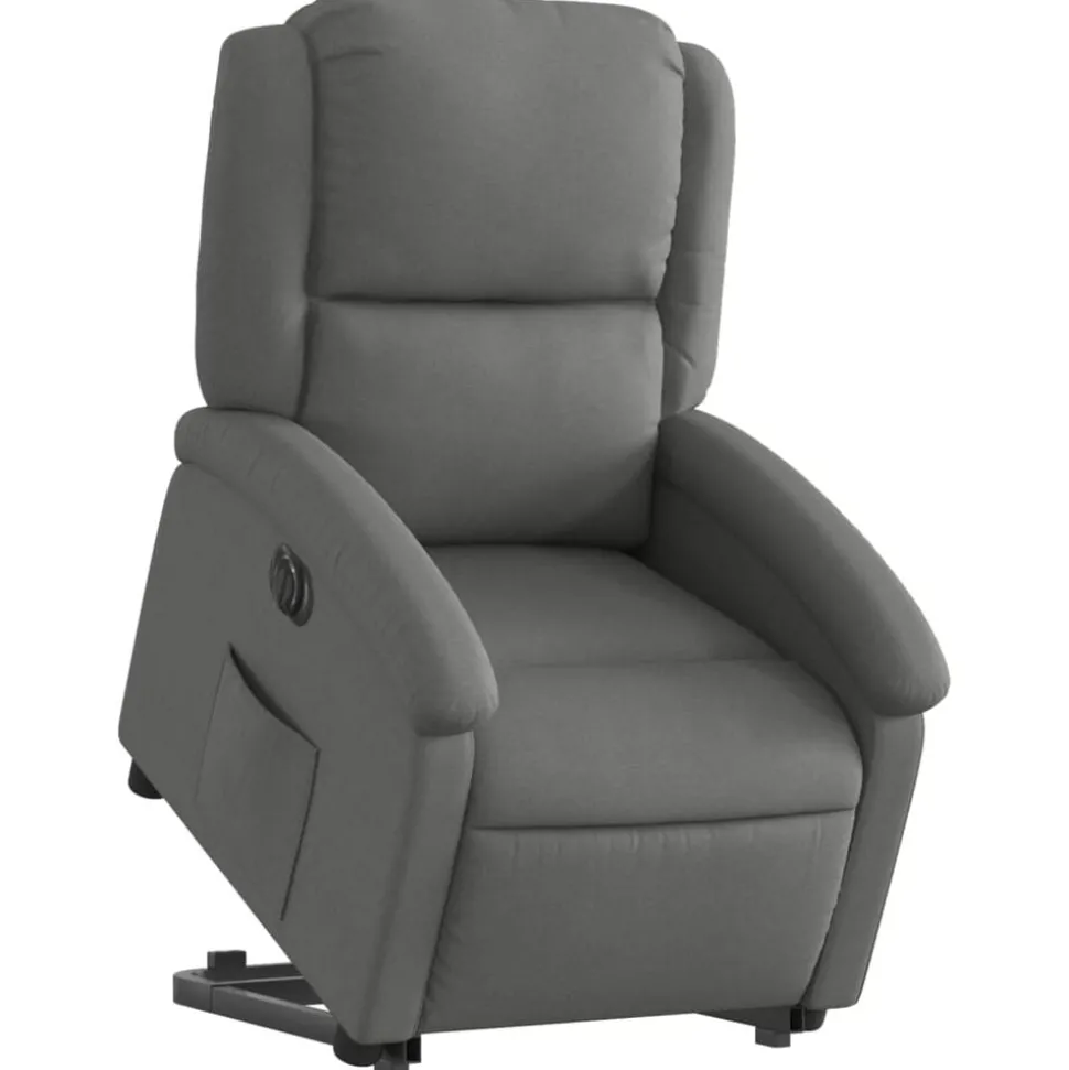 vidaXL Elektrisk reclinerfåtölj med uppresningshjälp mörkgrå tyg