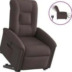 vidaXL Elektrisk reclinerfåtölj med uppresningshjälp brun tyg