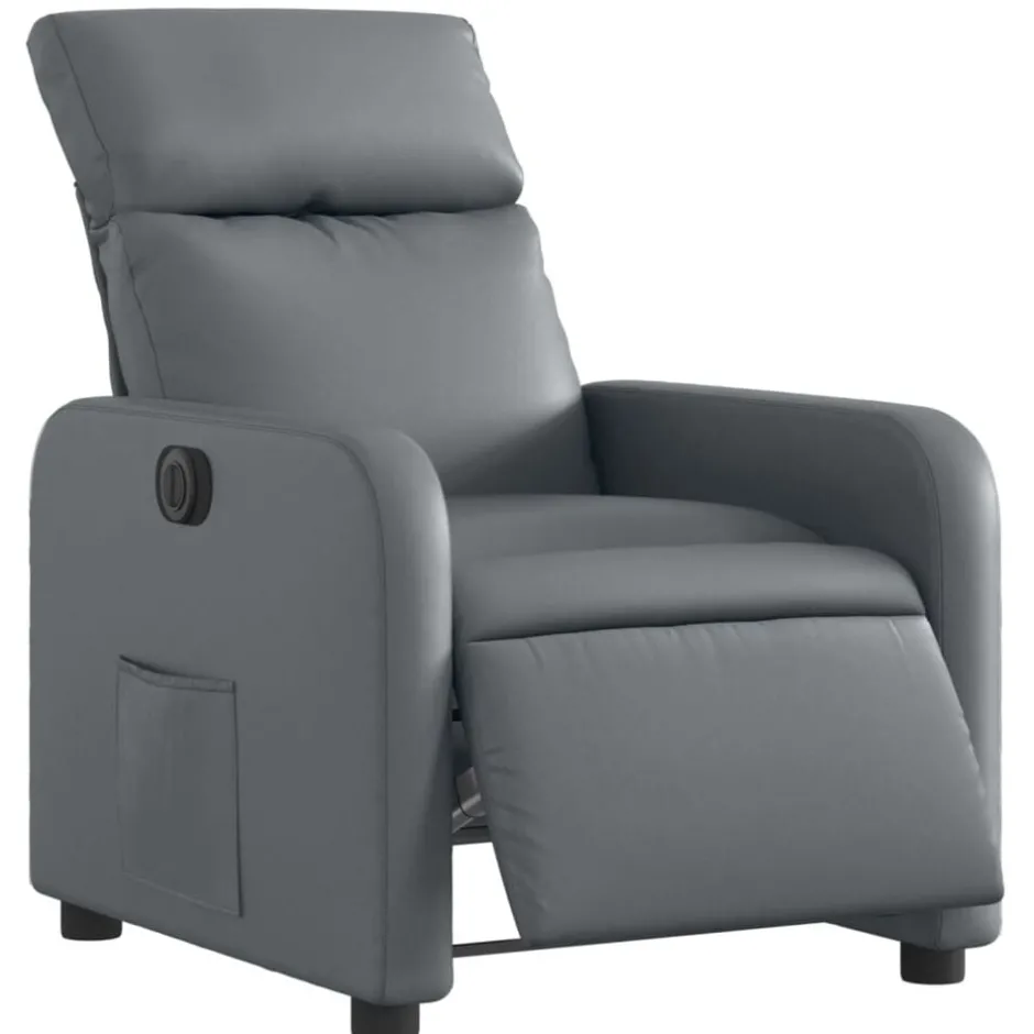 Hot vidaXL Elektrisk reclinerfåtölj konstläder Grå