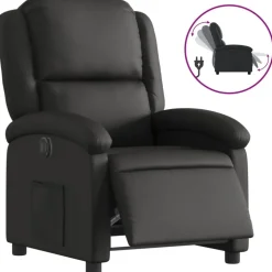 vidaXL Elektrisk reclinerfåtölj svart äkta läder