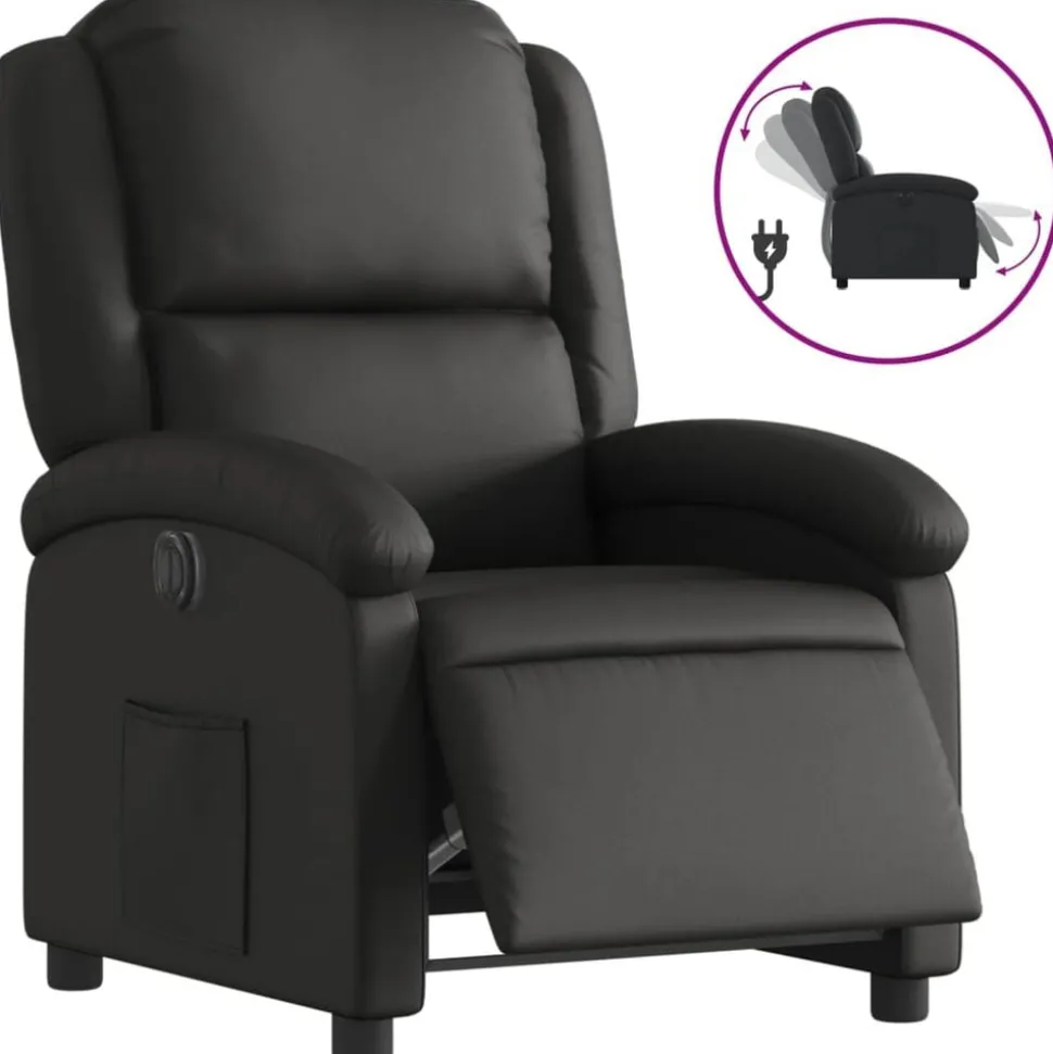 vidaXL Elektrisk reclinerfåtölj svart äkta läder