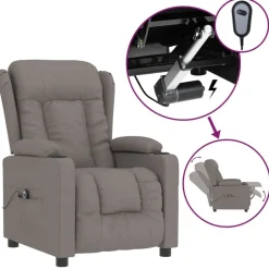 Best vidaXL Elektrisk reclinerfåtölj tyg Taupe