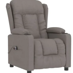 Best vidaXL Elektrisk reclinerfåtölj tyg Taupe