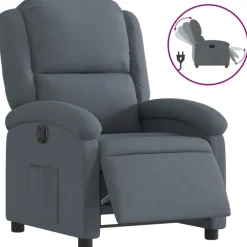 vidaXL Elektrisk reclinerfåtölj sammet Mörkgrå