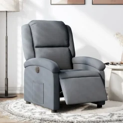 vidaXL Elektrisk reclinerfåtölj sammet Mörkgrå