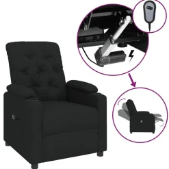 vidaXL Elektrisk reclinerfåtölj svart tyg