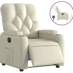 vidaXL Elektrisk reclinerfåtölj gräddvit konstläder