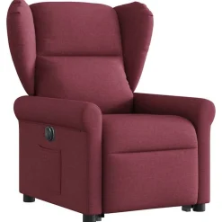 Clearance vidaXL Elektrisk reclinerfåtölj med uppresningshjälp tyg Vinröd