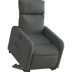 vidaXL Elektrisk reclinerfåtölj med uppresningshjälp mörkgrå tyg