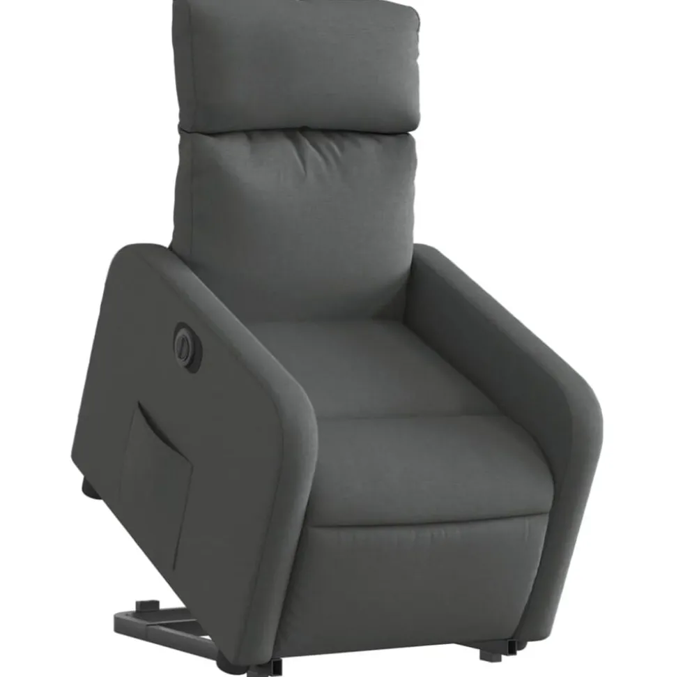 vidaXL Elektrisk reclinerfåtölj med uppresningshjälp mörkgrå tyg