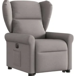 Best vidaXL Elektrisk reclinerfåtölj med uppresningshjälp tyg Taupe