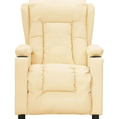 Hot vidaXL Elektrisk reclinerfåtölj gräddvit konstläder Kräm