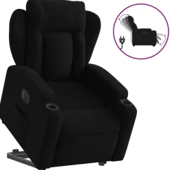 vidaXL Elektrisk reclinerfåtölj med uppresningshjälp svart tyg
