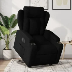 vidaXL Elektrisk reclinerfåtölj med uppresningshjälp svart tyg