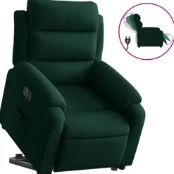 vidaXL Elektrisk reclinerfåtölj med uppresningshjälp mörkgrön sammet