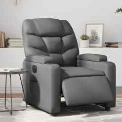 New vidaXL Elektrisk reclinerfåtölj konstläder Grå